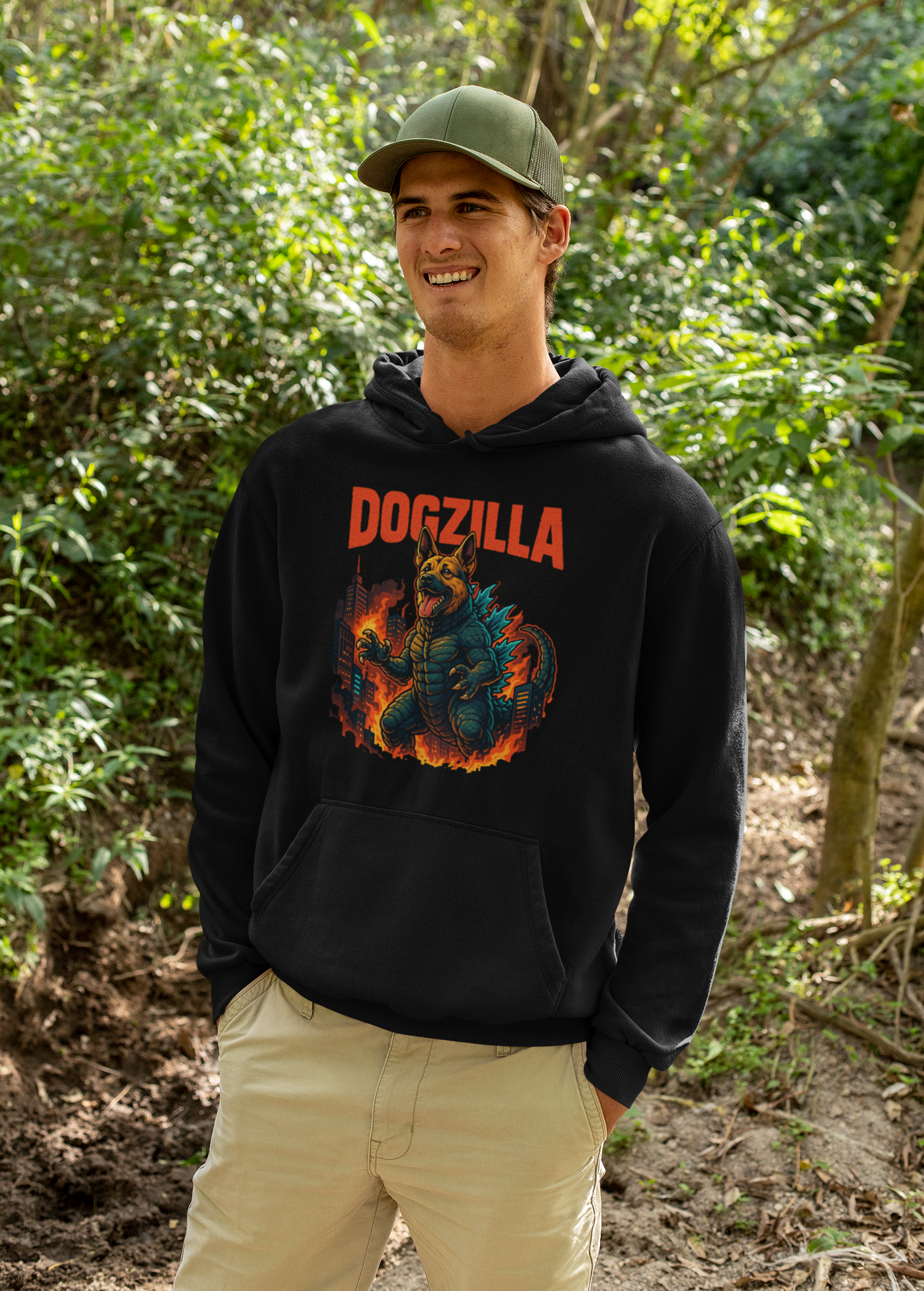 Premium Pfotenpoesie Hoodie Dogzilla
