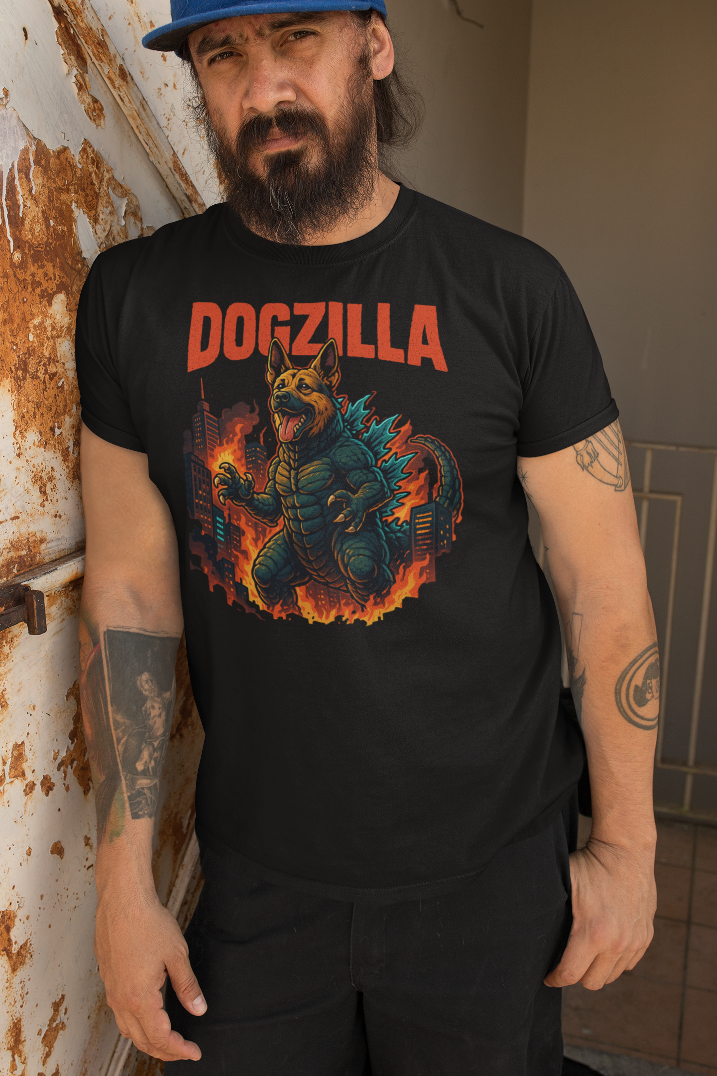 Premium Pfotenpoesie T-Shirt Dogzilla