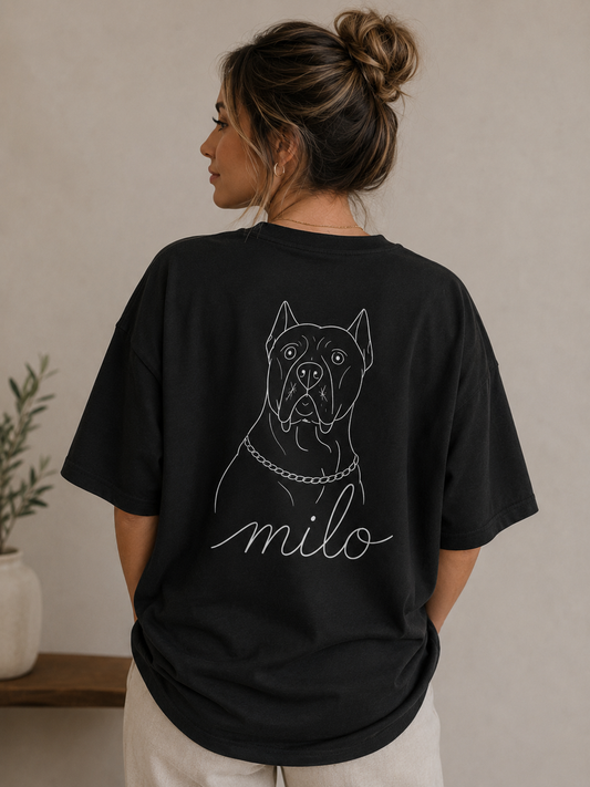 Personalisiertes Oversized T-Shirt mit Hunde Illustration