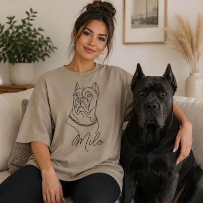 Personalisiertes Oversized T-Shirt Mit Hunde Foto