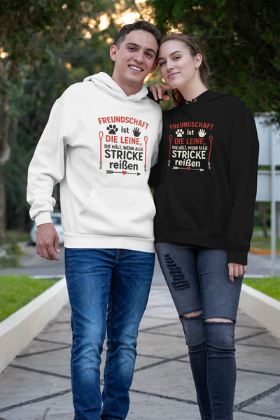 Freundschaft ist die Leine, die hält, wenn alle Stricke reißen Premium Unisex Hoodie