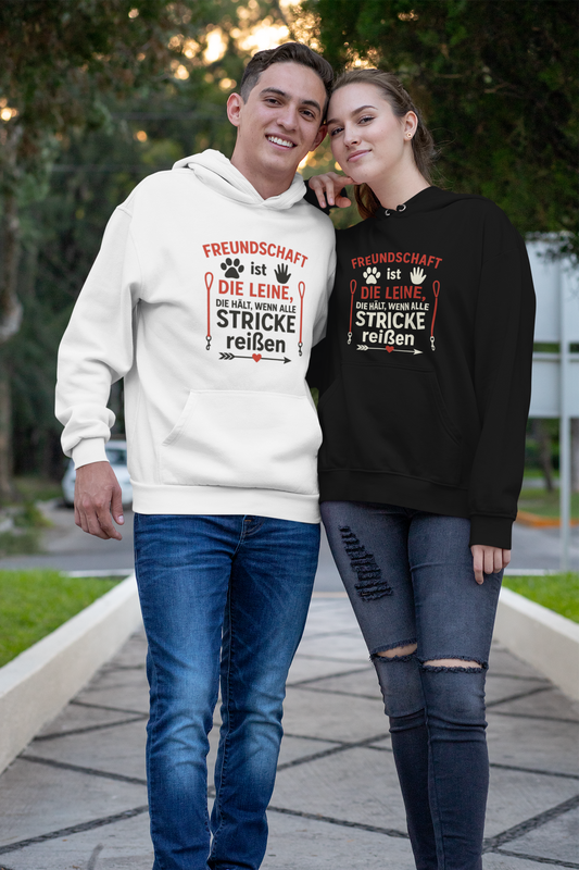 Premium Pfotenpoesie Unisex Hoodie Freundschaft ist die Leine, die hält, wenn alle Stricke reißen