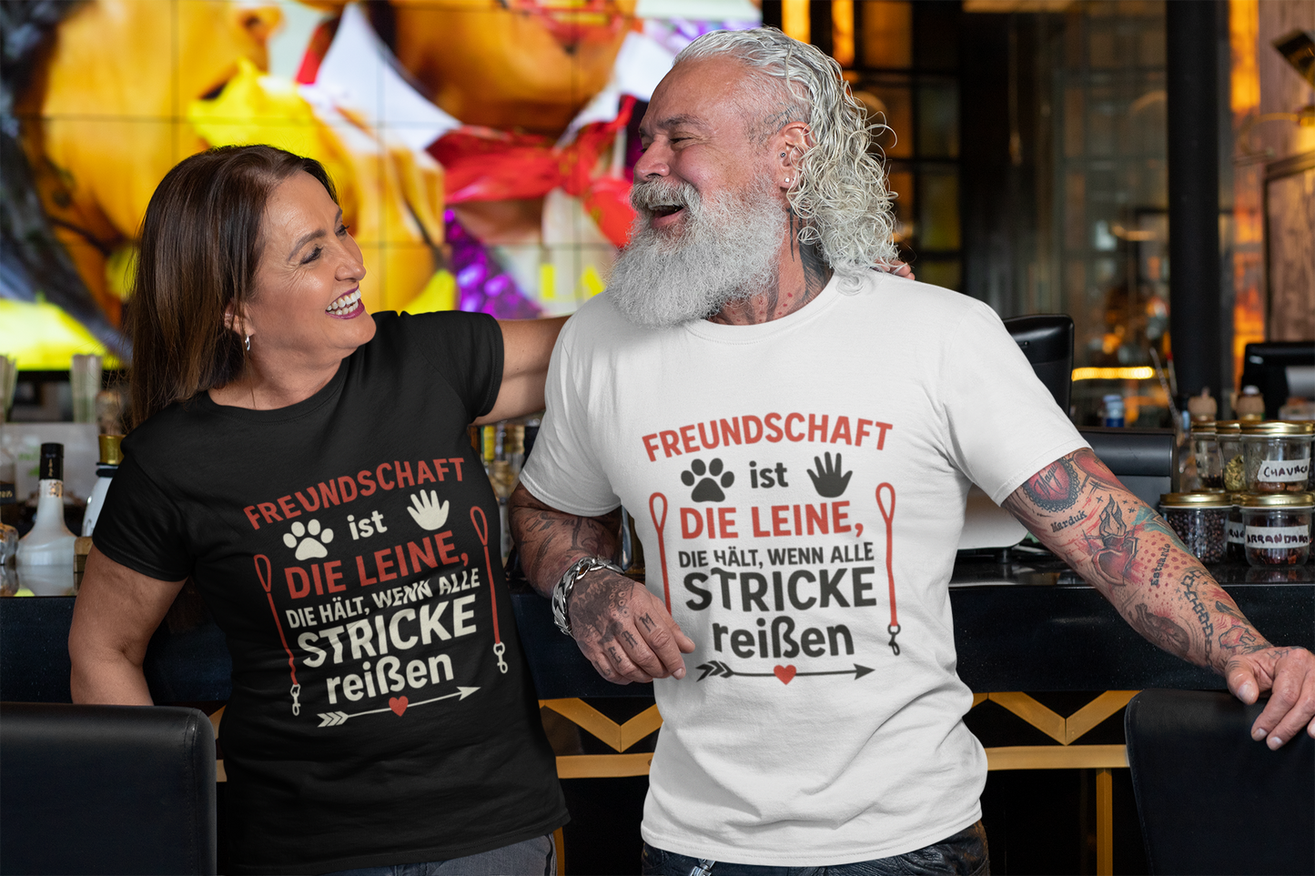 Premium Pfotenpoesie Unisex Shirt Freundschaft ist die Leine, die hält, wenn alle Stricke reißen