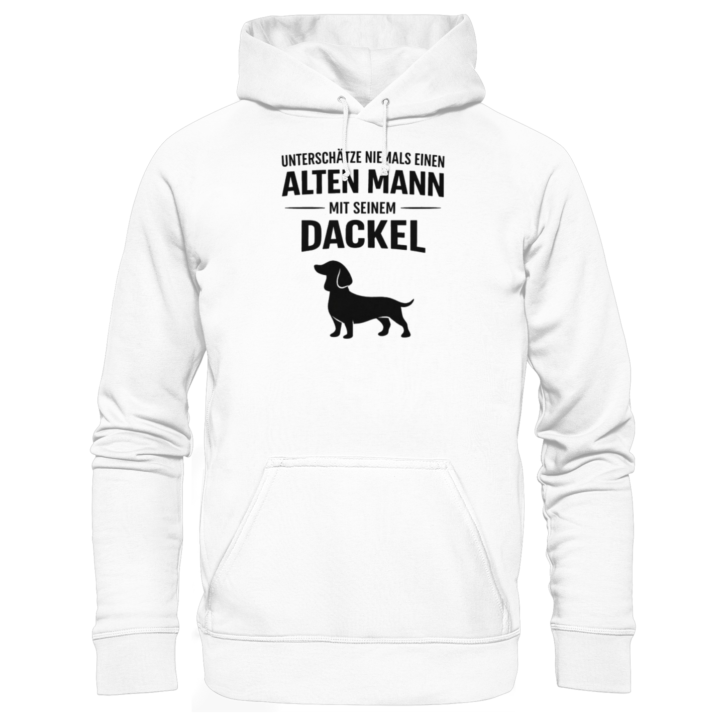 Premium Pfotenpoesie Hoodie Unterschätze niemals einen Alten Mann mit seinem Dackel