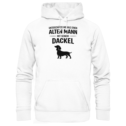Unterschätze niemals einen Alten Mann mit seinem Dackel Premium Herren Hoodie