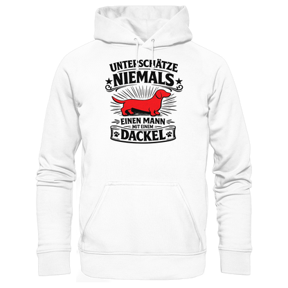 Unterschätze niemals einen Mann mit einem Dackel Premium Herren Hoodie
