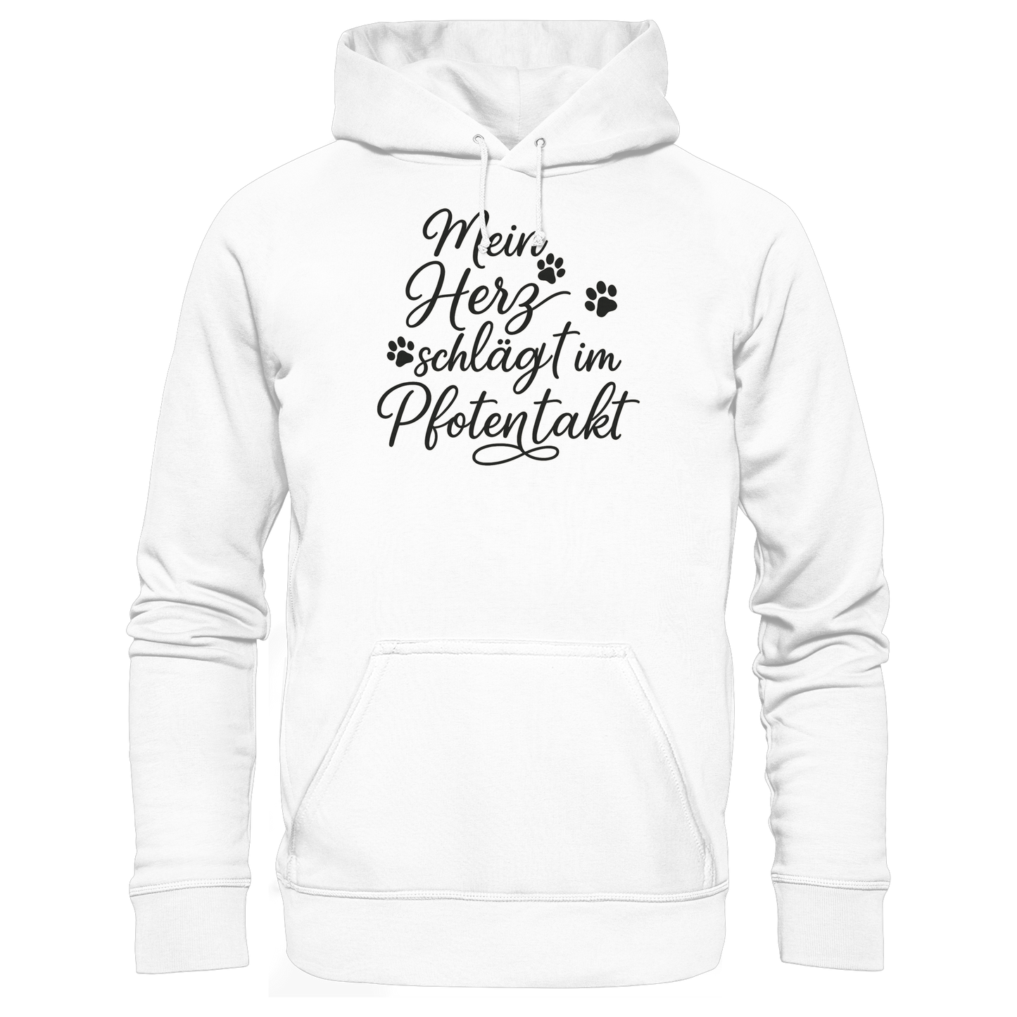 Premium Pfotenpoesie Unisex Hoodie Mein Herz Schlägt im Pfotentakt
