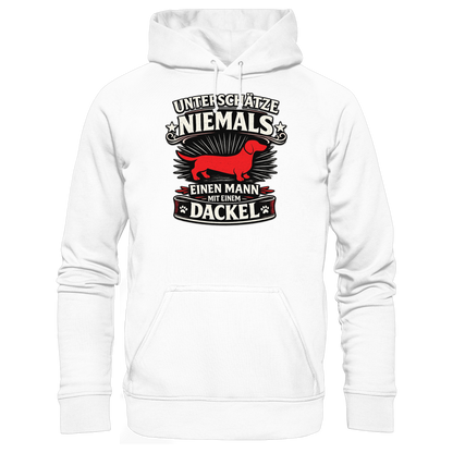 Unterschätze niemals einen Mann mit einem Dackel Premium Herren Hoodie