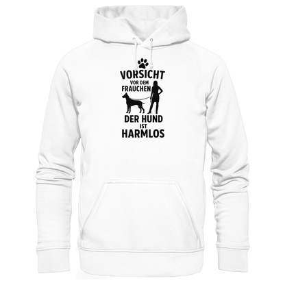 Vorsicht vor dem Frauchen der Hund ist harmlos Premium  Hoodie