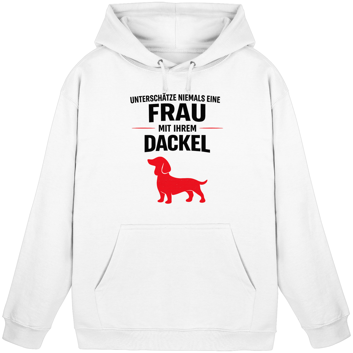 Unterschätze niemals eine Frau mit ihrem Dackel Premium Unisex Hoodie