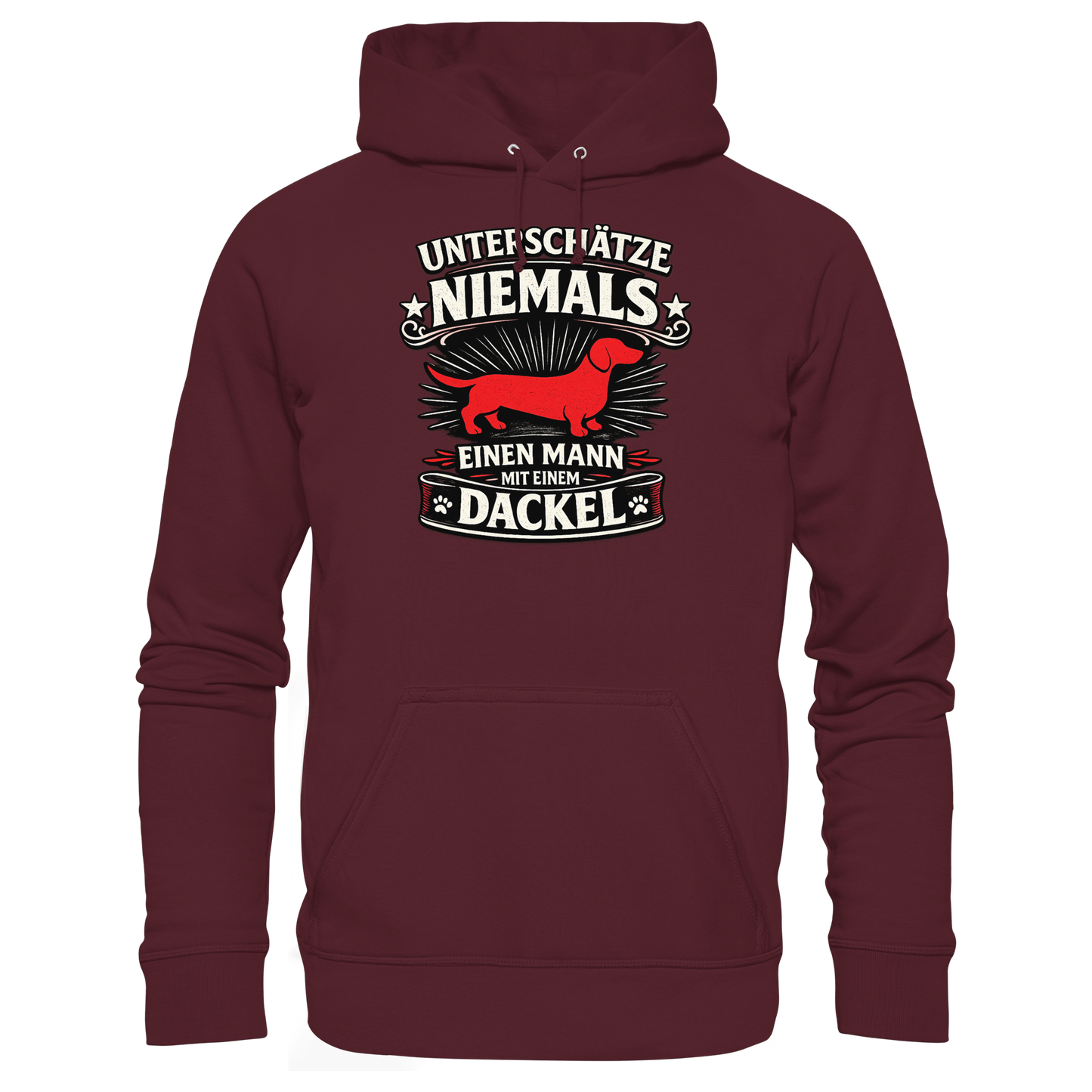 Unterschätze niemals einen Mann mit einem Dackel Premium Herren Hoodie
