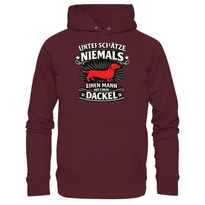 Unterschätze niemals einen Mann mit einem Dackel Premium Herren Hoodie