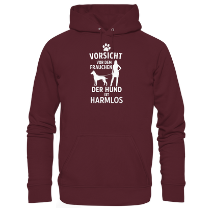 Vorsicht vor dem Frauchen der Hund ist harmlos Premium  Hoodie