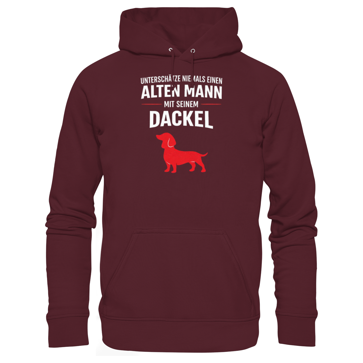 Premium Pfotenpoesie Hoodie Unterschätze niemals einen Alten Mann mit seinem Dackel