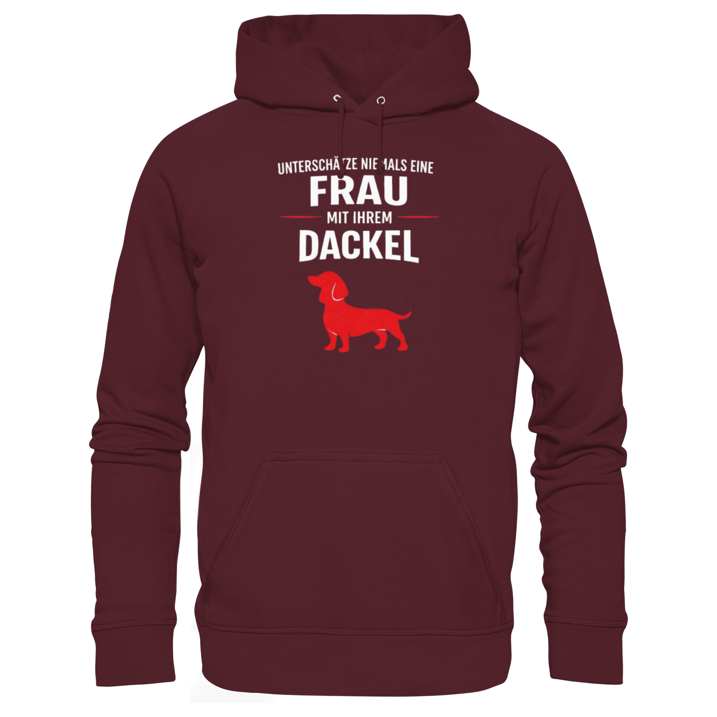 Unterschätze niemals eine Frau mit ihrem Dackel Premium Unisex Hoodie