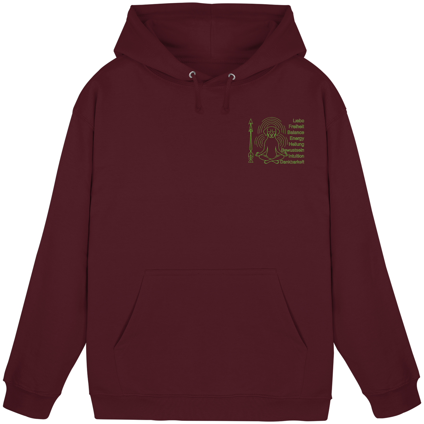 Premium Pfotenpoesie Unisex Hoodie meditierender Hund