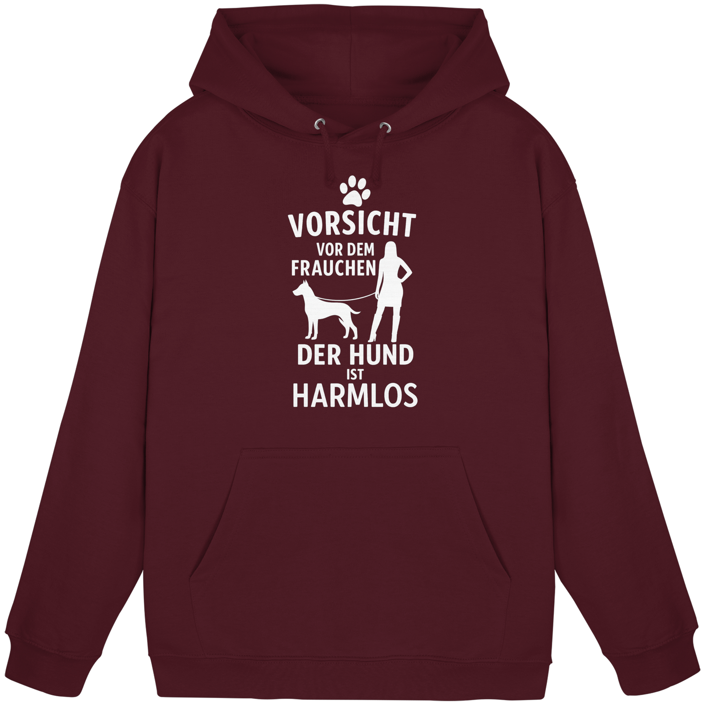 Premium Pfotenpoesie Hoodie Vorsicht vor dem Frauchen der Hund ist harmlos