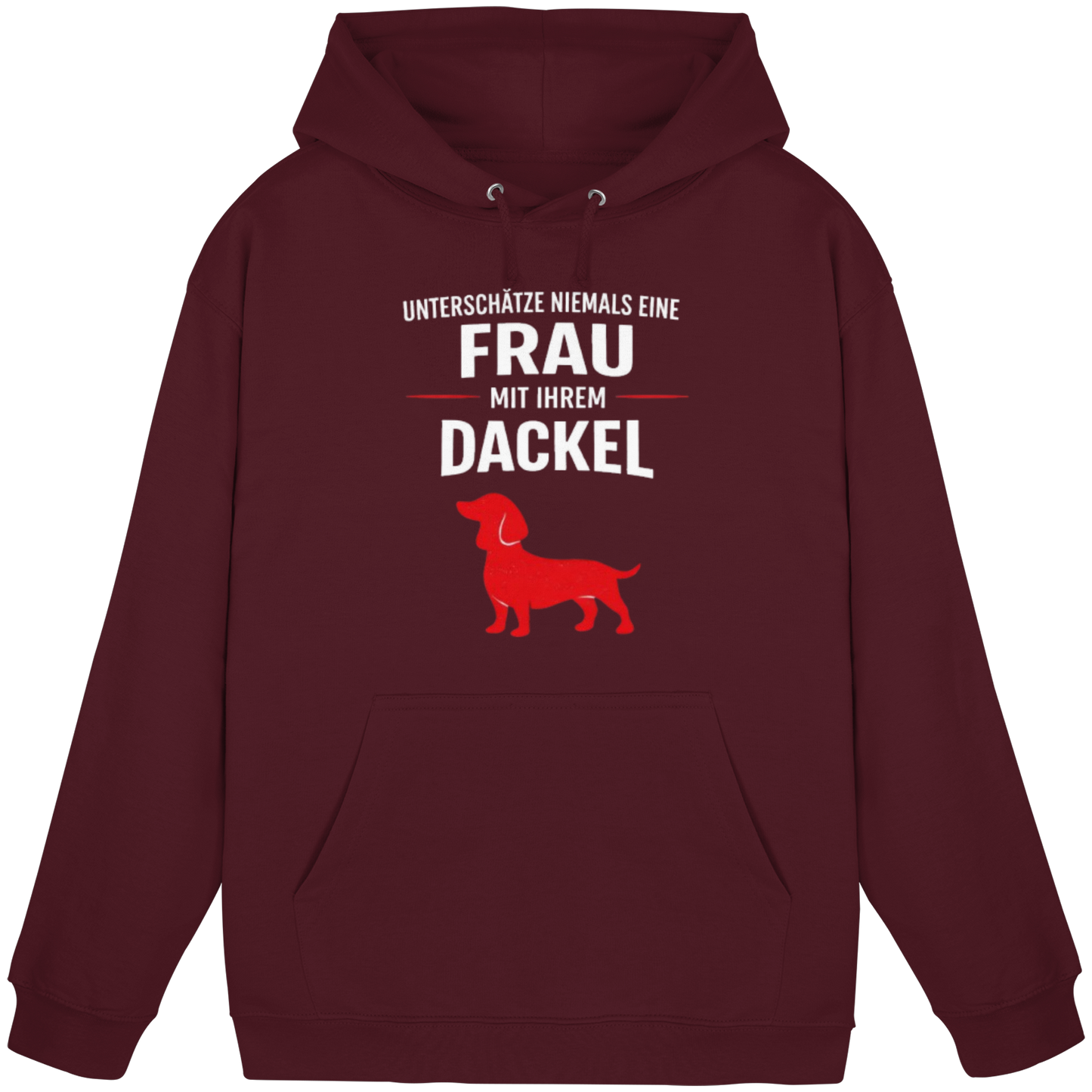 Unterschätze niemals eine Frau mit ihrem Dackel Premium Unisex Hoodie