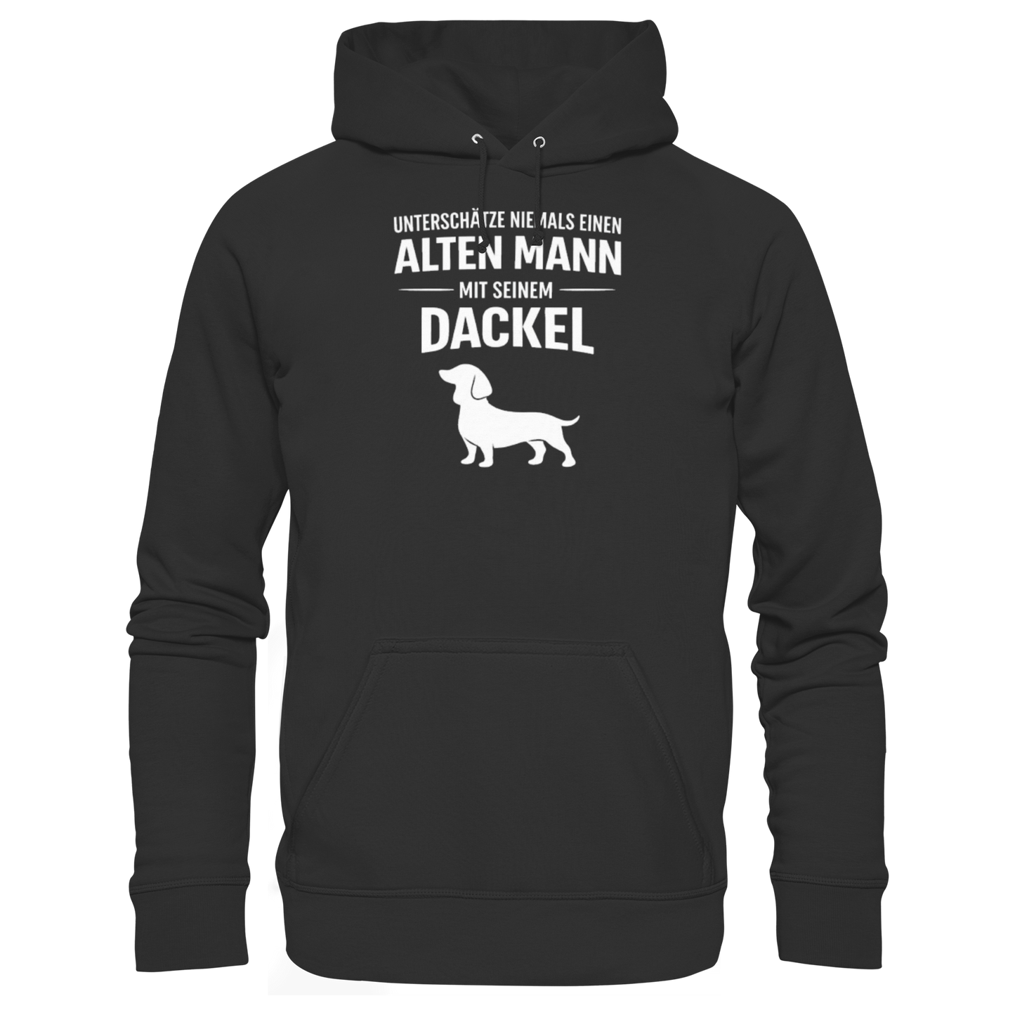 Premium Pfotenpoesie Hoodie Unterschätze niemals einen Alten Mann mit seinem Dackel