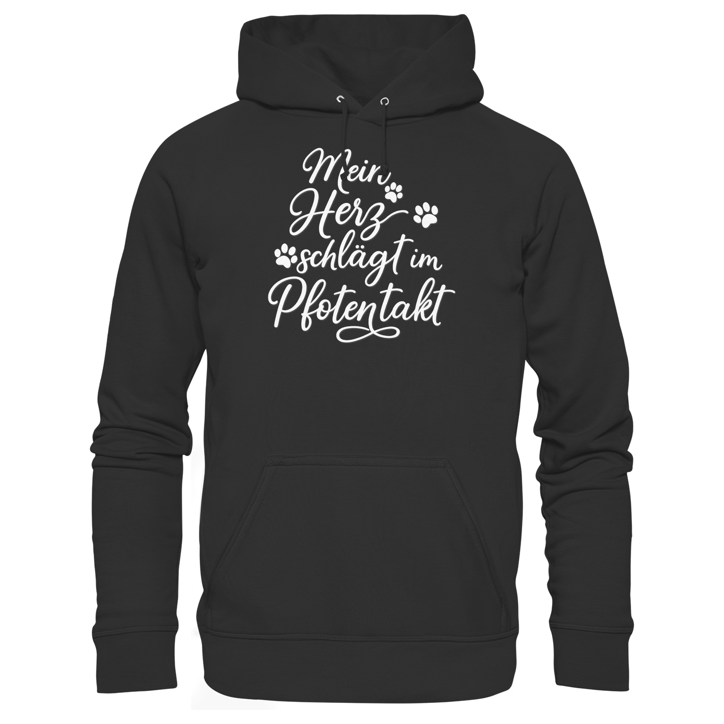 Premium Pfotenpoesie Unisex Hoodie Mein Herz Schlägt im Pfotentakt