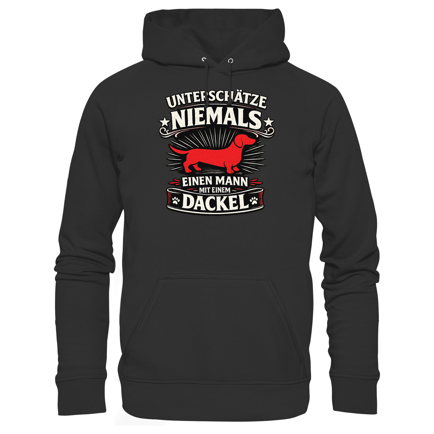 Unterschätze niemals einen Mann mit einem Dackel Premium Herren Hoodie