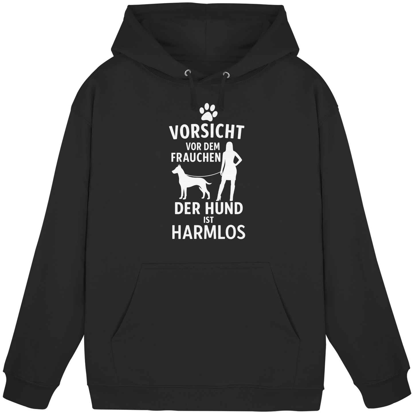 Premium Pfotenpoesie Hoodie Vorsicht vor dem Frauchen der Hund ist harmlos