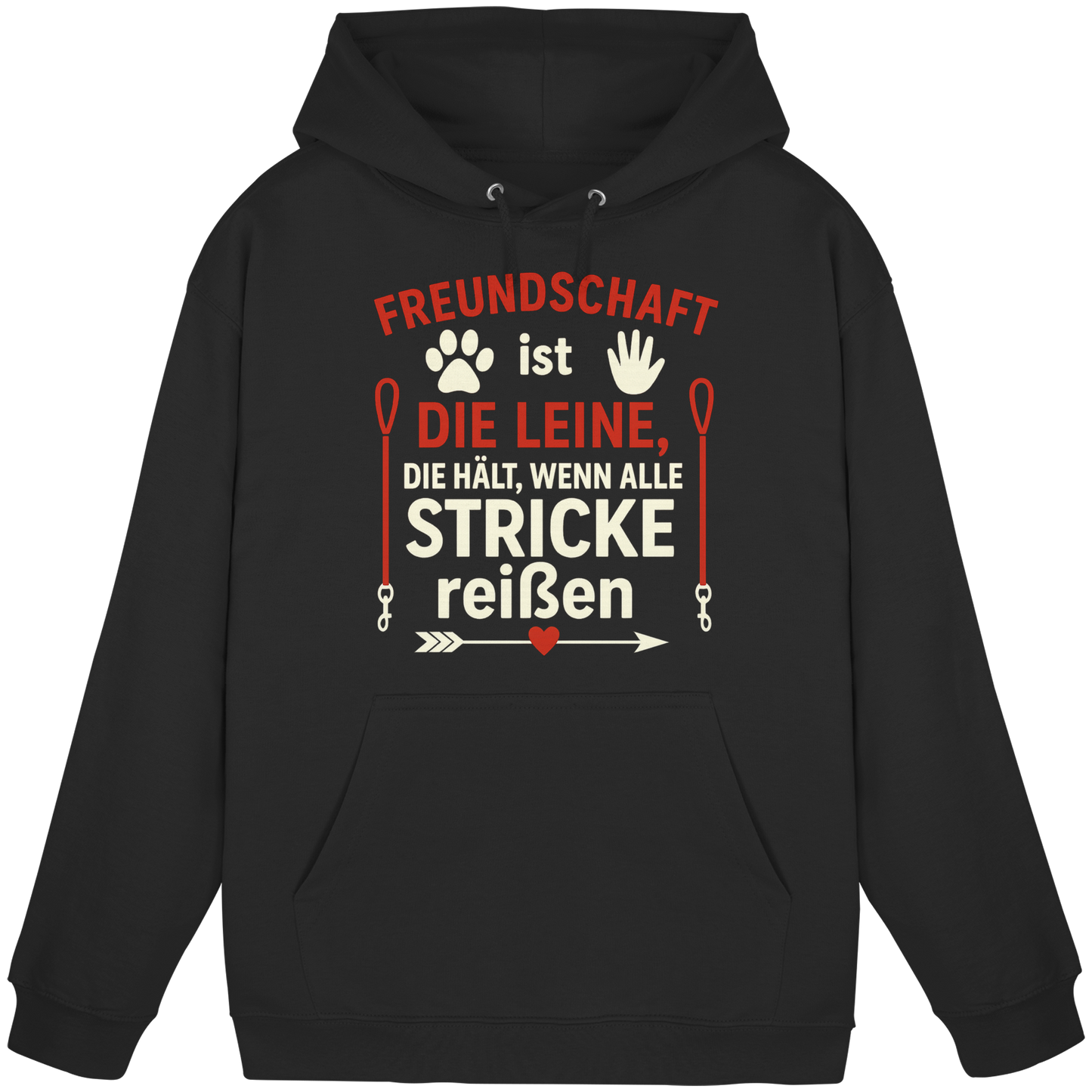 Premium Pfotenpoesie Unisex Hoodie Freundschaft ist die Leine, die hält, wenn alle Stricke reißen