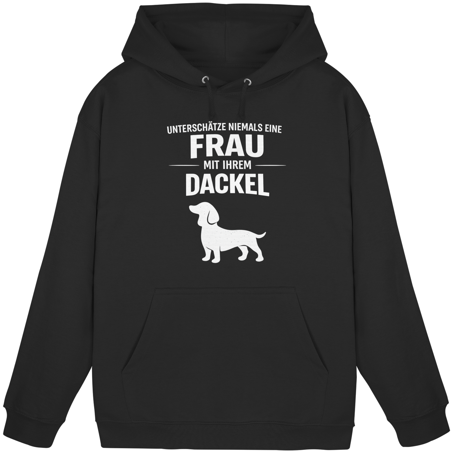 Unterschätze niemals eine Frau mit ihrem Dackel Premium Unisex Hoodie