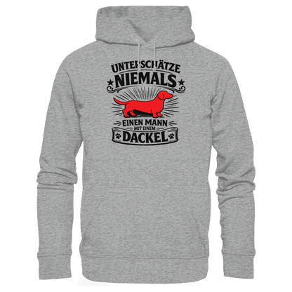 Unterschätze niemals einen Mann mit einem Dackel Premium Herren Hoodie