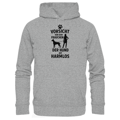 Vorsicht vor dem Frauchen der Hund ist harmlos Premium  Hoodie