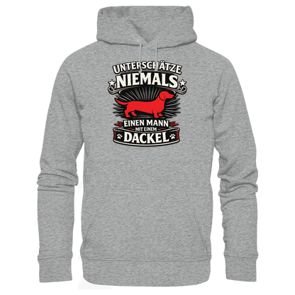 Unterschätze niemals einen Mann mit einem Dackel Premium Herren Hoodie
