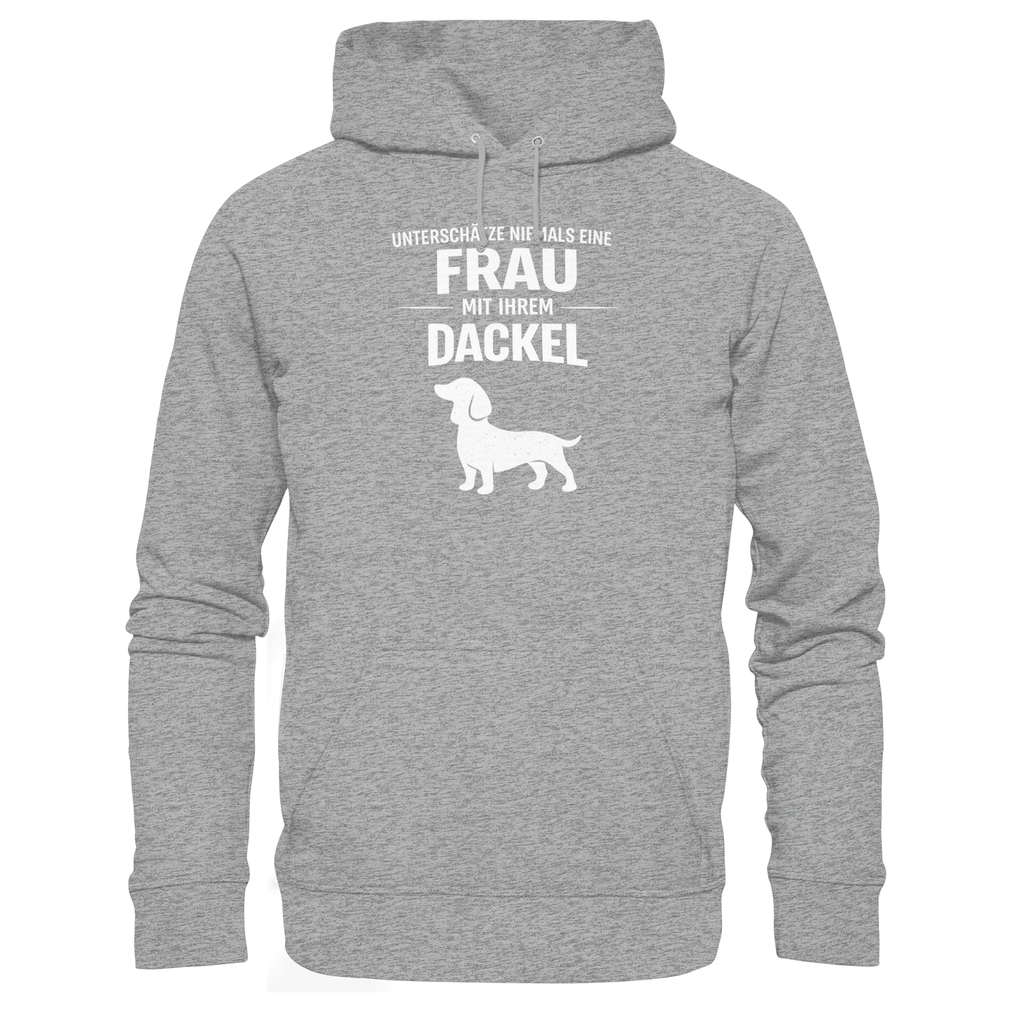 Unterschätze niemals eine Frau mit ihrem Dackel Premium Unisex Hoodie