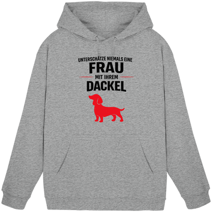 Unterschätze niemals eine Frau mit ihrem Dackel Premium Unisex Hoodie