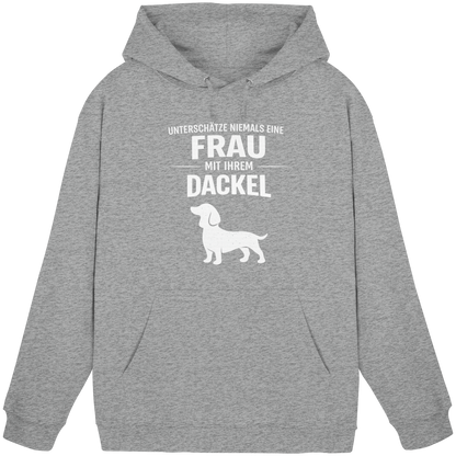 Unterschätze niemals eine Frau mit ihrem Dackel Premium Unisex Hoodie