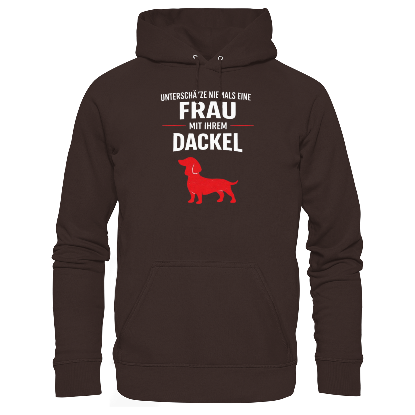 Unterschätze niemals eine Frau mit ihrem Dackel Premium Unisex Hoodie