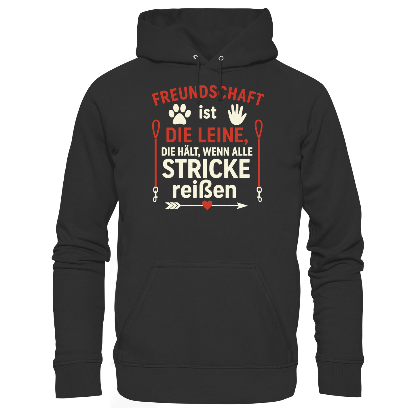 Premium Pfotenpoesie Unisex Hoodie Freundschaft ist die Leine, die hält, wenn alle Stricke reißen
