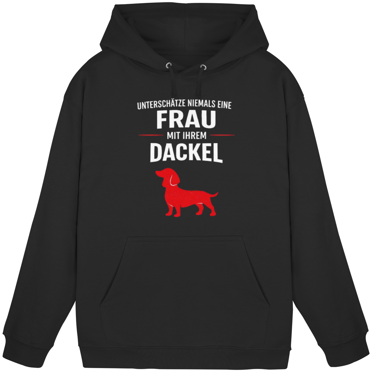 Unterschätze niemals eine Frau mit ihrem Dackel Premium Unisex Hoodie