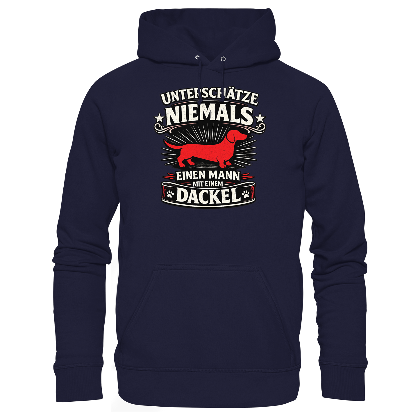 Unterschätze niemals einen Mann mit einem Dackel Premium Herren Hoodie