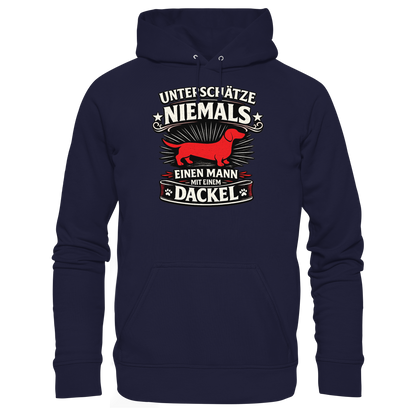 Unterschätze niemals einen Mann mit einem Dackel Premium Herren Hoodie