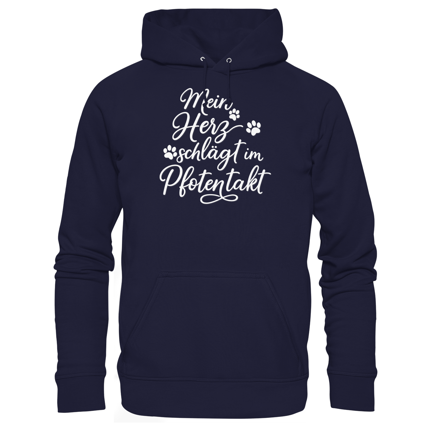 Premium Pfotenpoesie Unisex Hoodie Mein Herz Schlägt im Pfotentakt