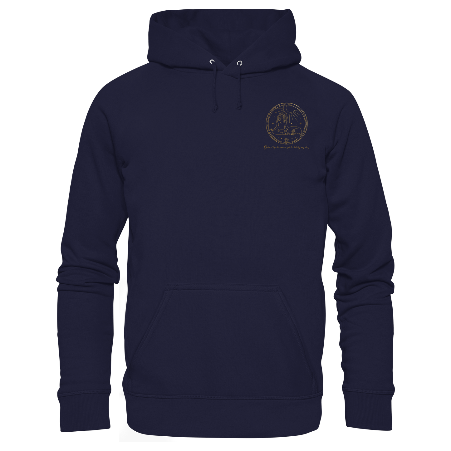 Premium Pfotenpoesie  Unisex Hoodie Guided by the Moon, Protected by My Dog