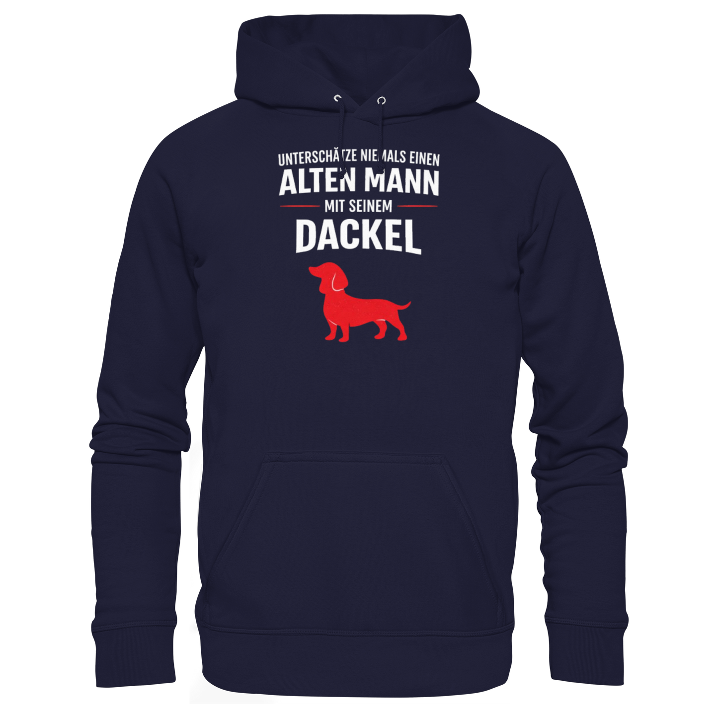 Premium Pfotenpoesie Hoodie Unterschätze niemals einen Alten Mann mit seinem Dackel
