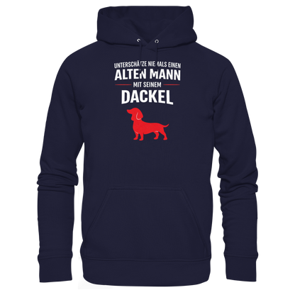 Unterschätze niemals einen Alten Mann mit seinem Dackel Premium Herren Hoodie