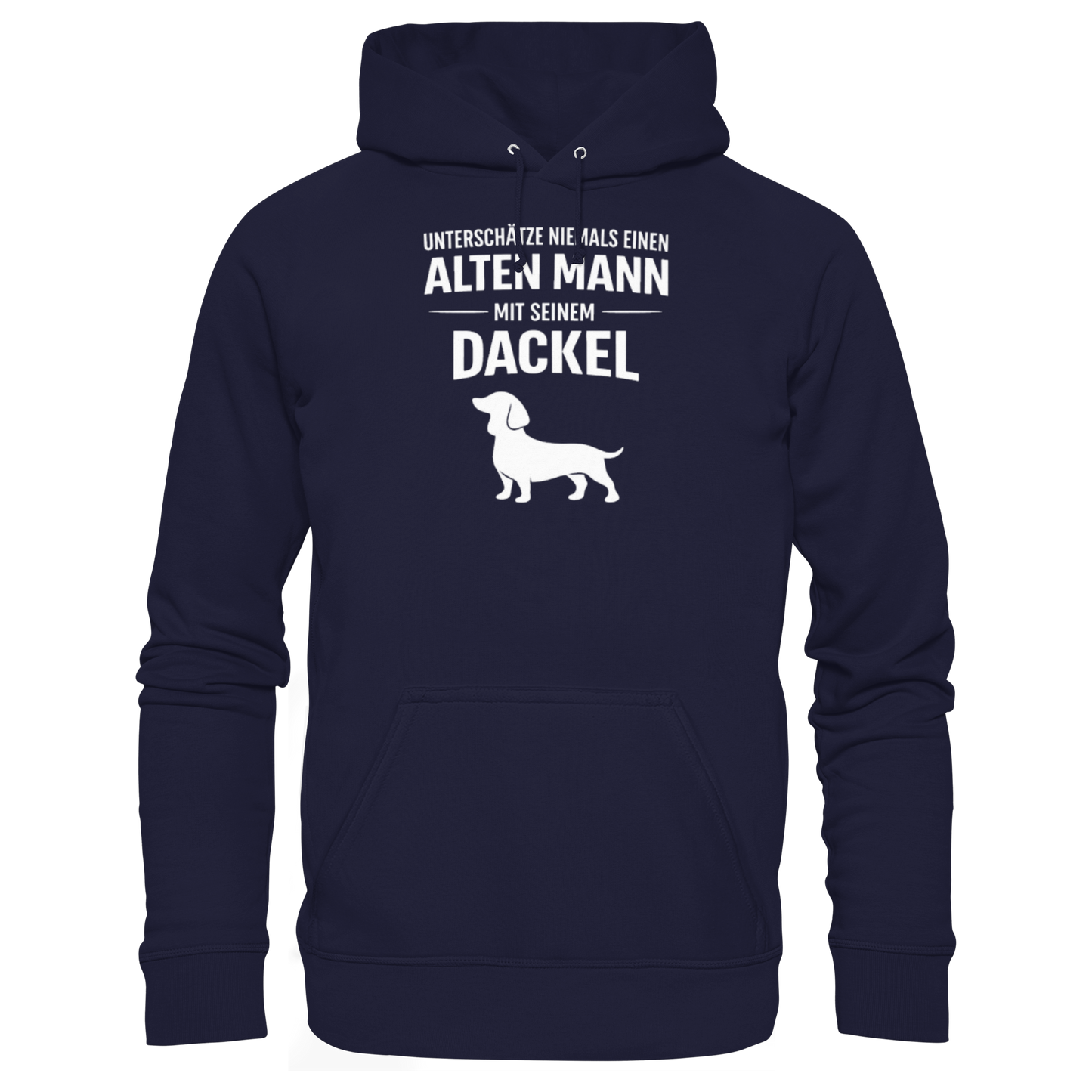 Premium Pfotenpoesie Hoodie Unterschätze niemals einen Alten Mann mit seinem Dackel