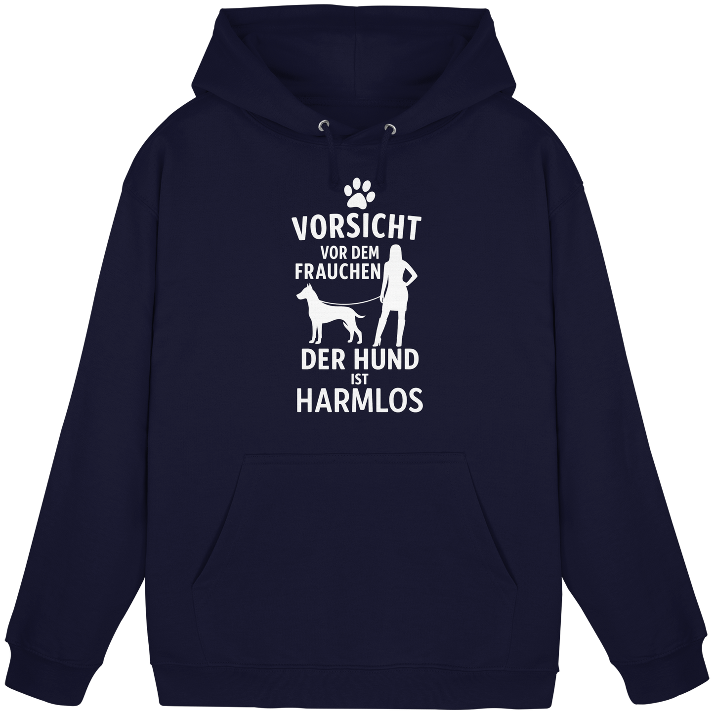 Premium Pfotenpoesie Hoodie Vorsicht vor dem Frauchen der Hund ist harmlos