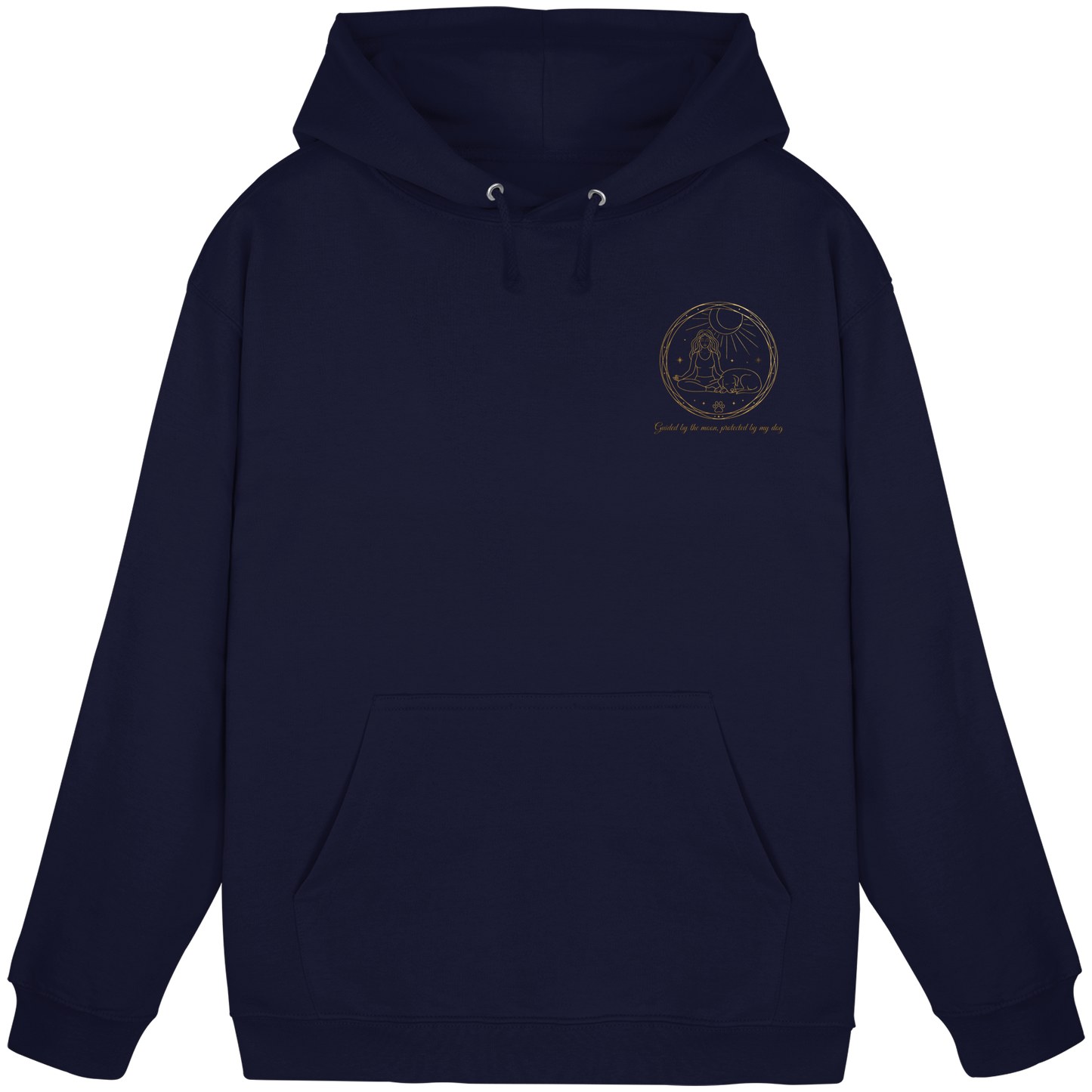 Premium Pfotenpoesie  Unisex Hoodie Guided by the Moon, Protected by My Dog