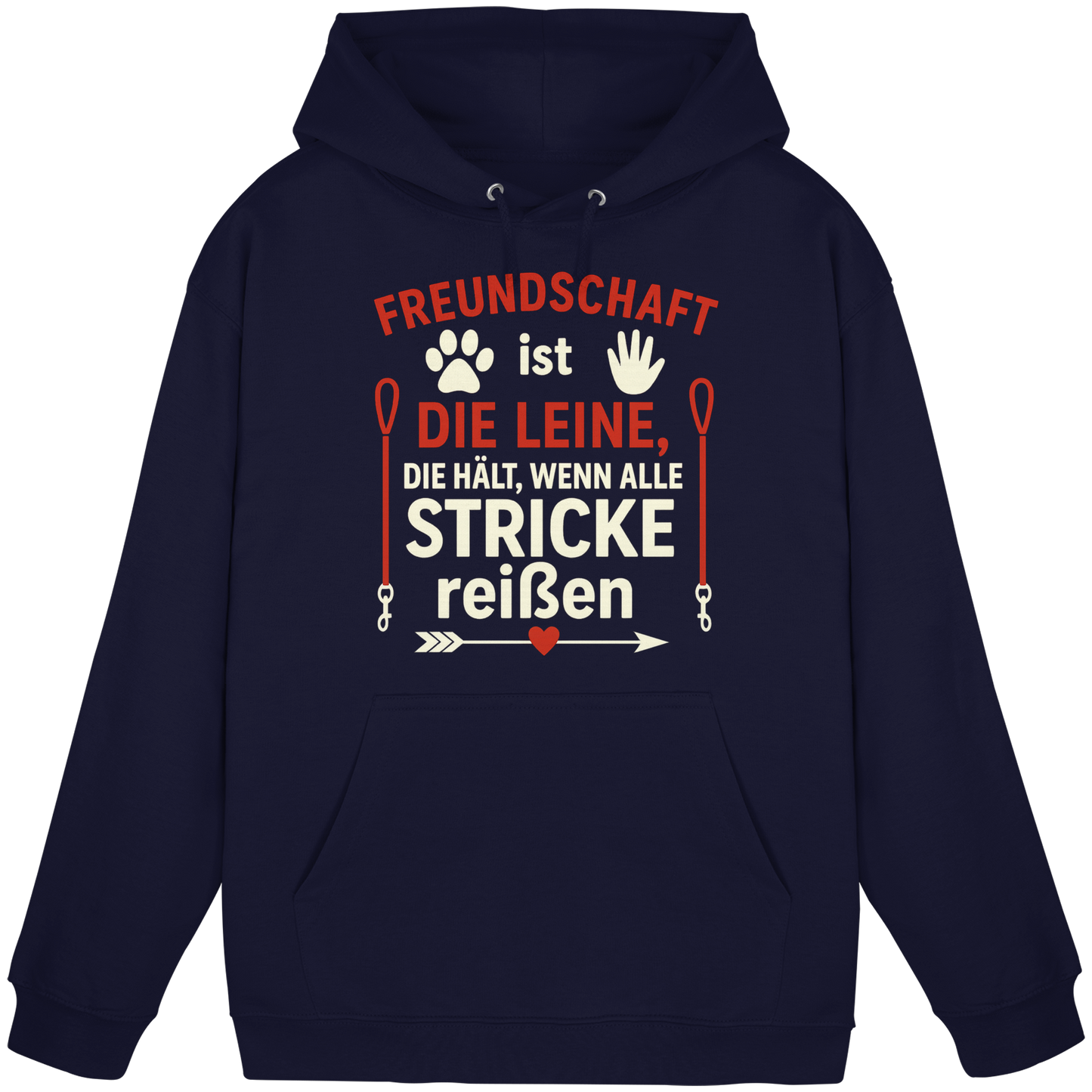 Premium Pfotenpoesie Unisex Hoodie Freundschaft ist die Leine, die hält, wenn alle Stricke reißen