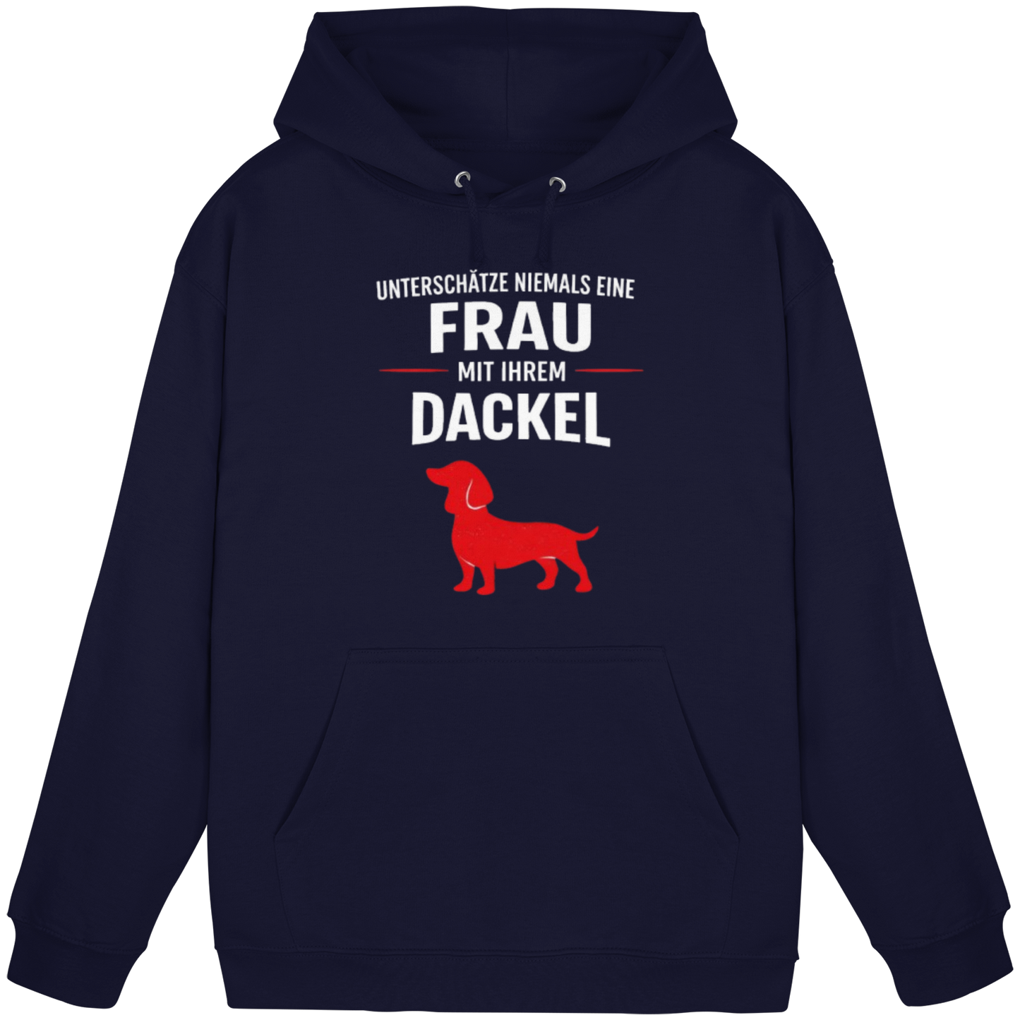 Unterschätze niemals eine Frau mit ihrem Dackel Premium Unisex Hoodie
