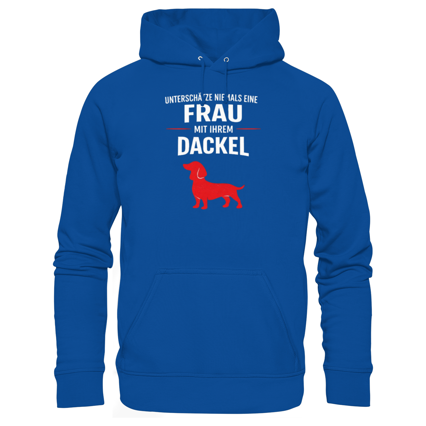 Unterschätze niemals eine Frau mit ihrem Dackel Premium Unisex Hoodie