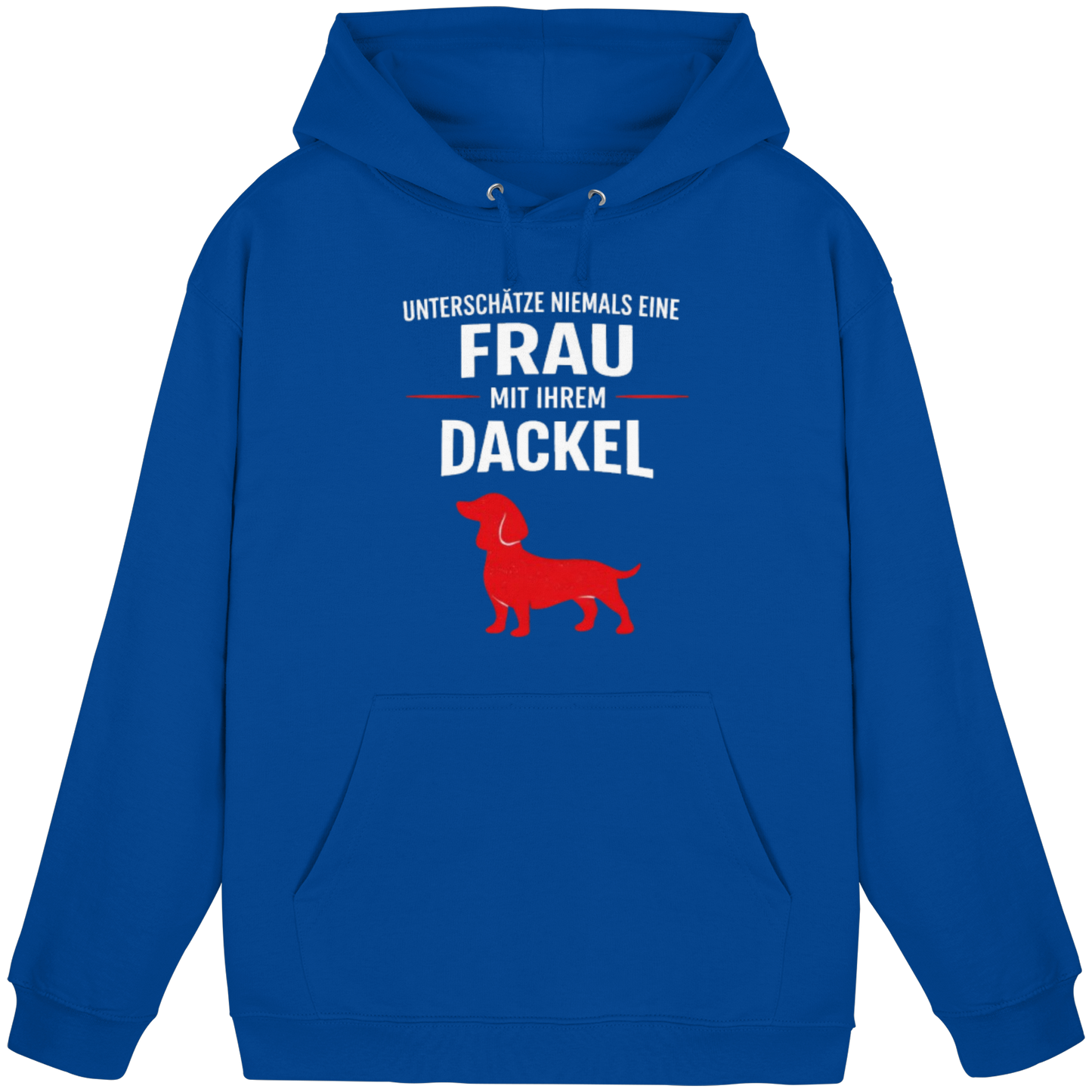 Unterschätze niemals eine Frau mit ihrem Dackel Premium Unisex Hoodie